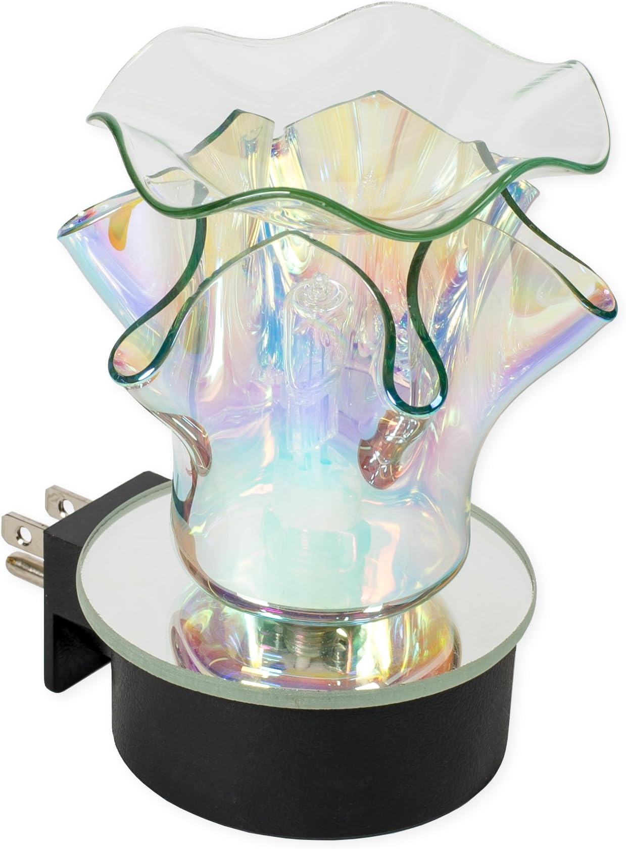 Iridescent Vintage 3 x 4 Glass Electric Wall Plug-In Oil Burner with Dimmer Switch