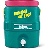 Igloo Retro Barrel of Fun 2 Gallon Jug, Jade | Insulated Beverage Dispenser, Holds 2 Gallons, THERMECOOL Foam Insulation, Push-Button Spigot, Lid Doubles as a Seat