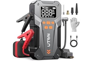 UTRAI Car Jump Starter with Air Compressor, 5000A 12V Car Battery Booster Jump Starter with LED Lights, Storage Case, Insulat