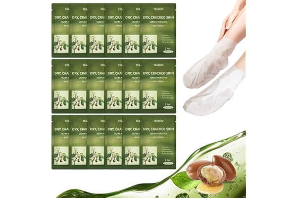 TEAWOO 18 Pairs Moisturizing Foot Masks with Shea Butter, Jojoba Oil, Vitamin E & Urea, Hydrating Foot Mask For Dry Cracked Feet, Moisturizing Socks, Foot Care Spa Gifts, Bulk Gifts for Women & Men