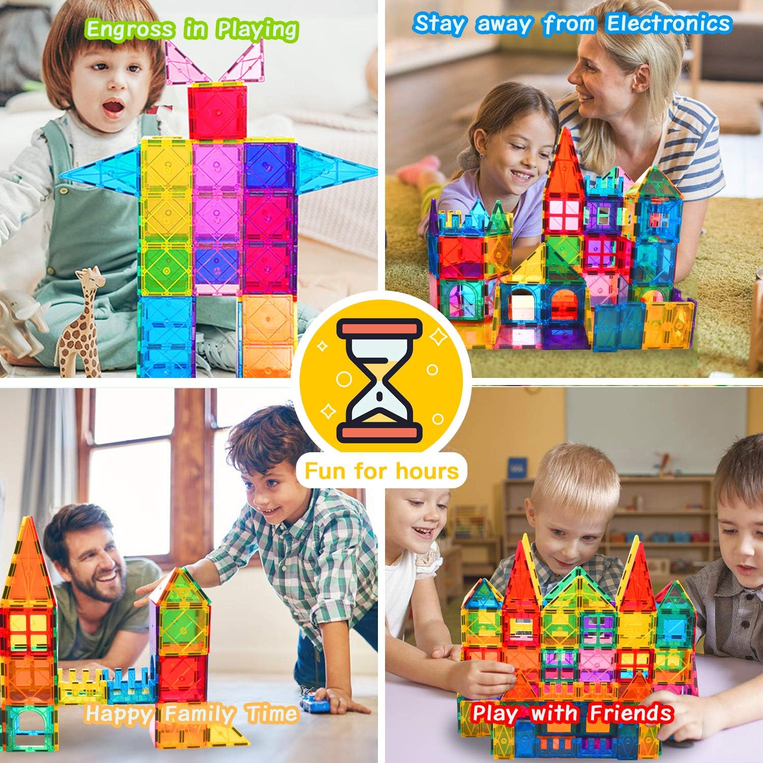 HLAOLA Magnetic Building Blocks Magnetic Tiles 3D Tiles Set 73PCS Magnetic Toys for 2 3 4 5 6 7 Year Old Boys Girls Gifts Educational Inspirational Conventional Recreational STEM Toys Tiles: Toys & Games