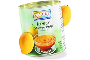 Ashoka Premium Mango Puree, Sweetened Kesar Mango Pulp, Great for Smoothies, Juices, Baking, and Eating as Whole, Rich Mango Concentrate from India, 30 Ounce