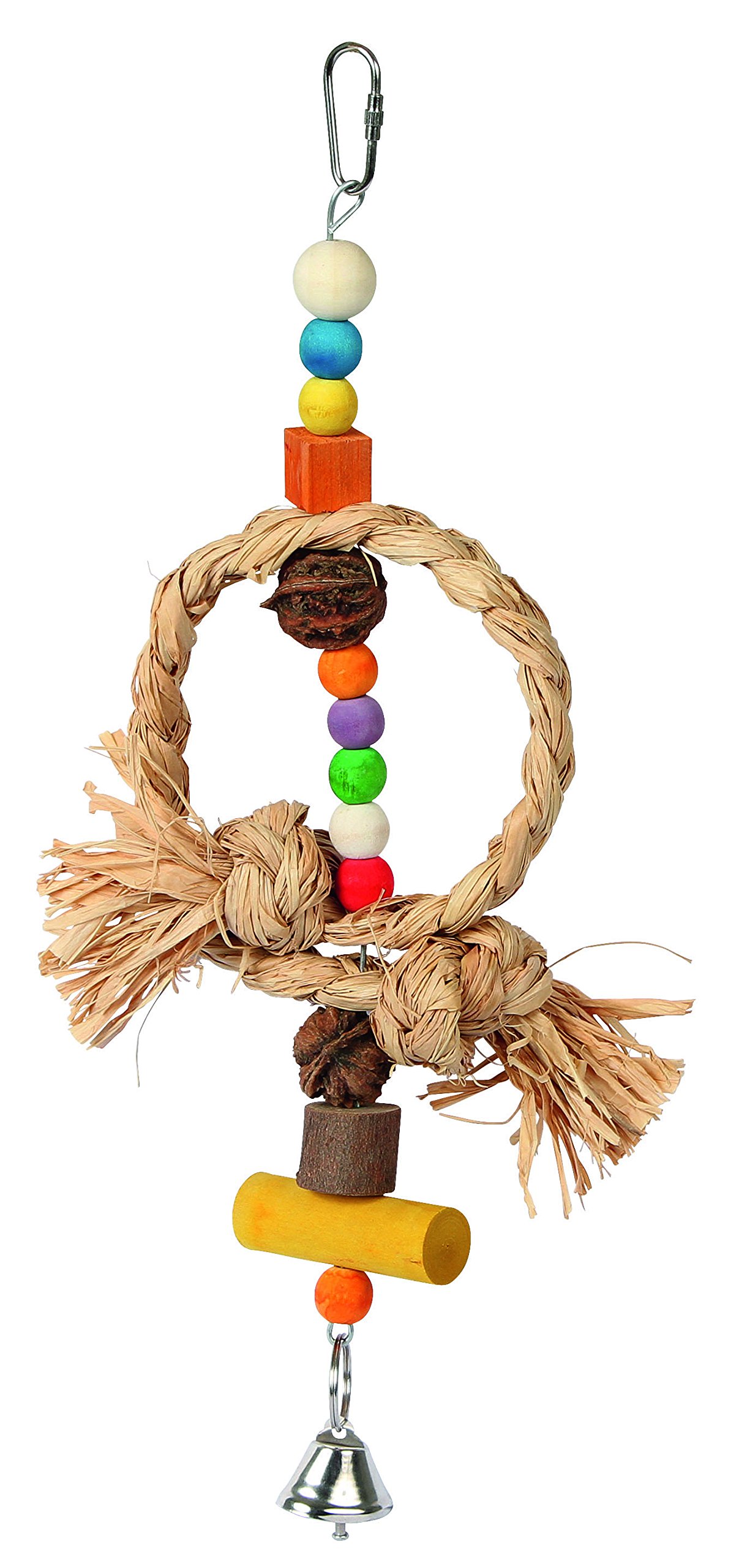 Kerbl Raffia/ Walnut/ Pine Bird Toy Nature with Bell, 36 cm