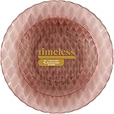 PLASTICPRO 32 Pack Plastic Dishes Set of 16-10 inch Plates and 16-7 inch Plates, Elegant Translucent Rose Color Disposable Fancy Tableware Premium Heavyweight