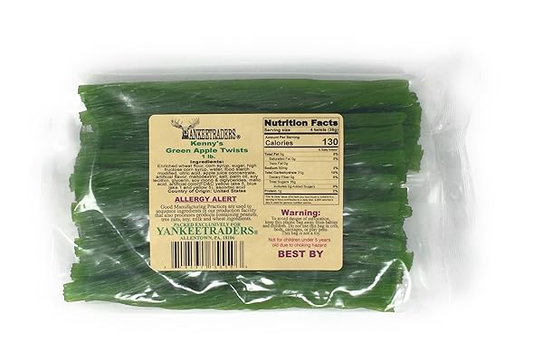 KENNYS LICORICE TWISTS, GREEN APPLE, 1 POUND