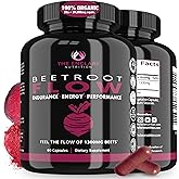 THE ENCLARE NUTRITION Beet Root Capsules 1300mg. Organic Beet Root Powder Capsules Support Heart Health, Blood Pressure, Brain, Energy. Beetroot Powder Nitric Oxide Supplements for Men & Women 60ct