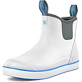 Trudave Deck Boots for Men, Men's Waterproof Insulated Reliable Rain Boots, Anti-Slip Ankle Rubber Boots with High-Traction for Fishing Boating, Size 6-14