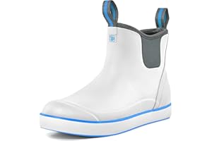 Trudave Deck Boots for Men, Men's Waterproof Insulated Reliable Rain Boots, Anti-Slip Ankle Rubber Boots with High-Traction for Fishing Boating, Size 6-14
