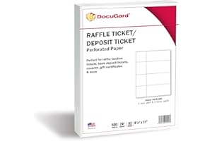 DocuGard Perforated Paper for Deposit Tickets, Raffle Tickets, and More, Tear-Away Stubs, 8.5 x 11, 24 lb, 4 Perfs, 500 Sheets, White (04289-1)