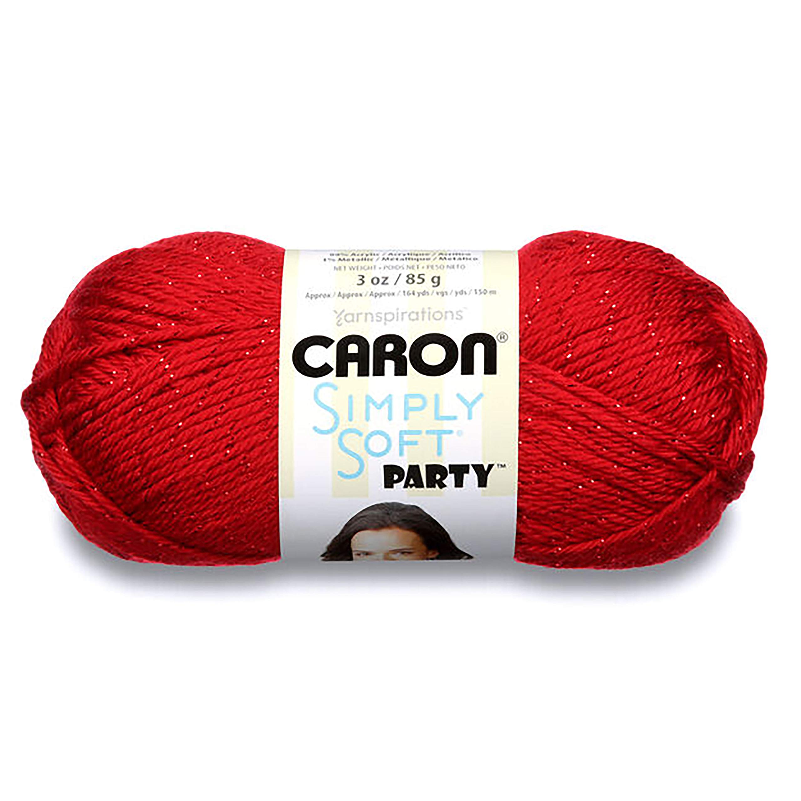 Caron Simply Soft Party Yarn Red Sparkle