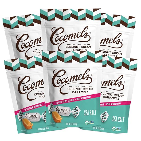 COCOMELS SEA SALT COCONUT MILK CARAMELS, 3.5 OZ, 6 PACK, DAIRY FREE, VEGAN, ORGANIC