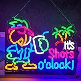 Parrot It's Shots O'clock Neon Sign It's 5 O'clock Neon Sign for Wall Decor Parrot Drinking USB Dimmable LED Neon Lights for Beer Bar Kitchen Restaurant Home Pub Party Man Cave Club Shops Hotel Store Business Gift