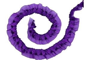 YYCRAFT Pack of 5y Two Tone Satin Organza Lace Edge Trim 1.5 Inch Wedding Ribbon Sewing-Dark Purple