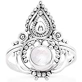 Koral Jewelry Labradorite Oval Stone Delicate Ring 925 Sterling Silver Vintage Boho Chic US 5 6 7 8 9 (10)