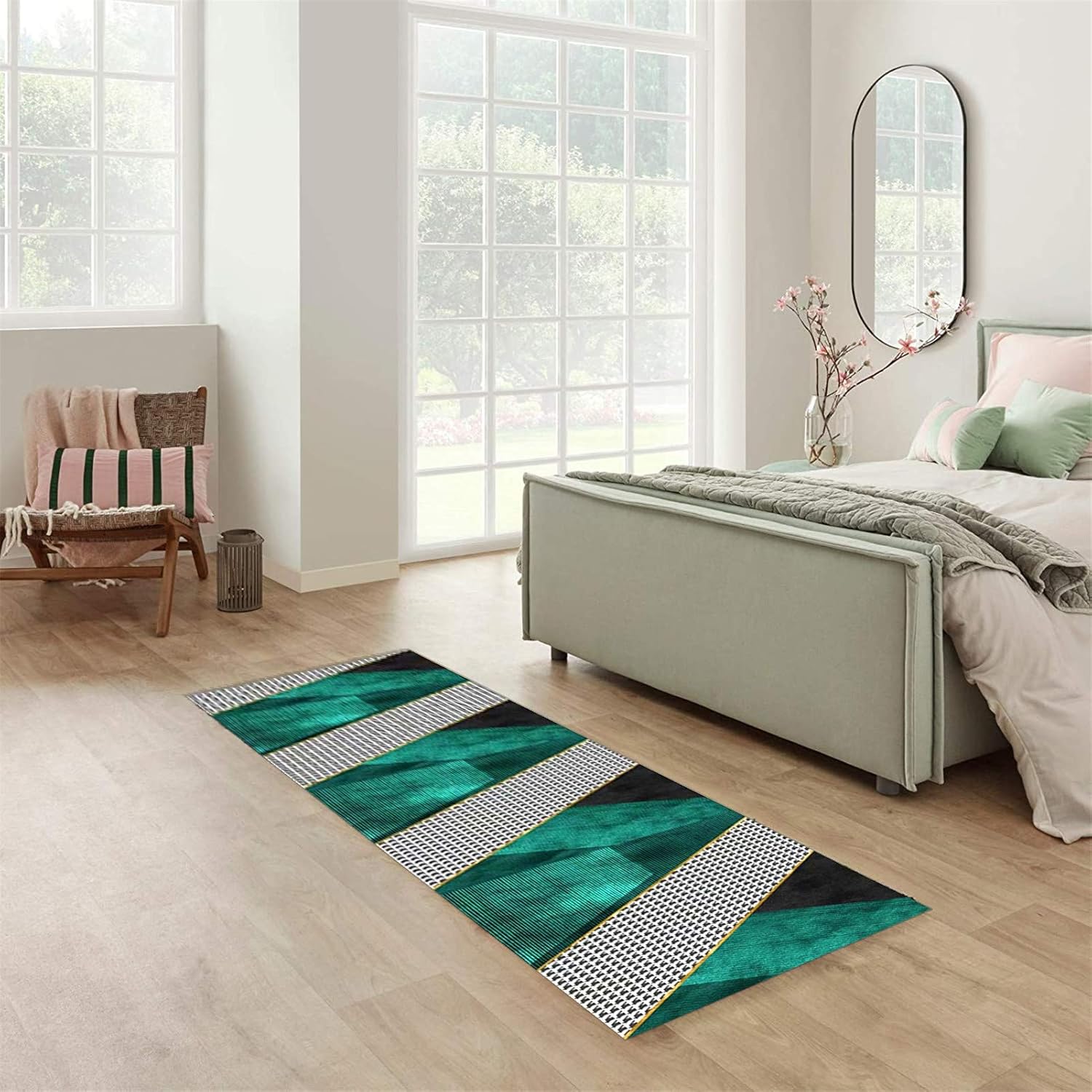 JIAWDYJ Largo Pasillo Corredor Alfombra Gris Antideslizante Gris