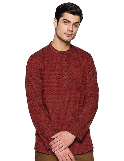 Men's cotton achkan Kurta (SS19/NAY-1019 A_ Maroon_ Medium)