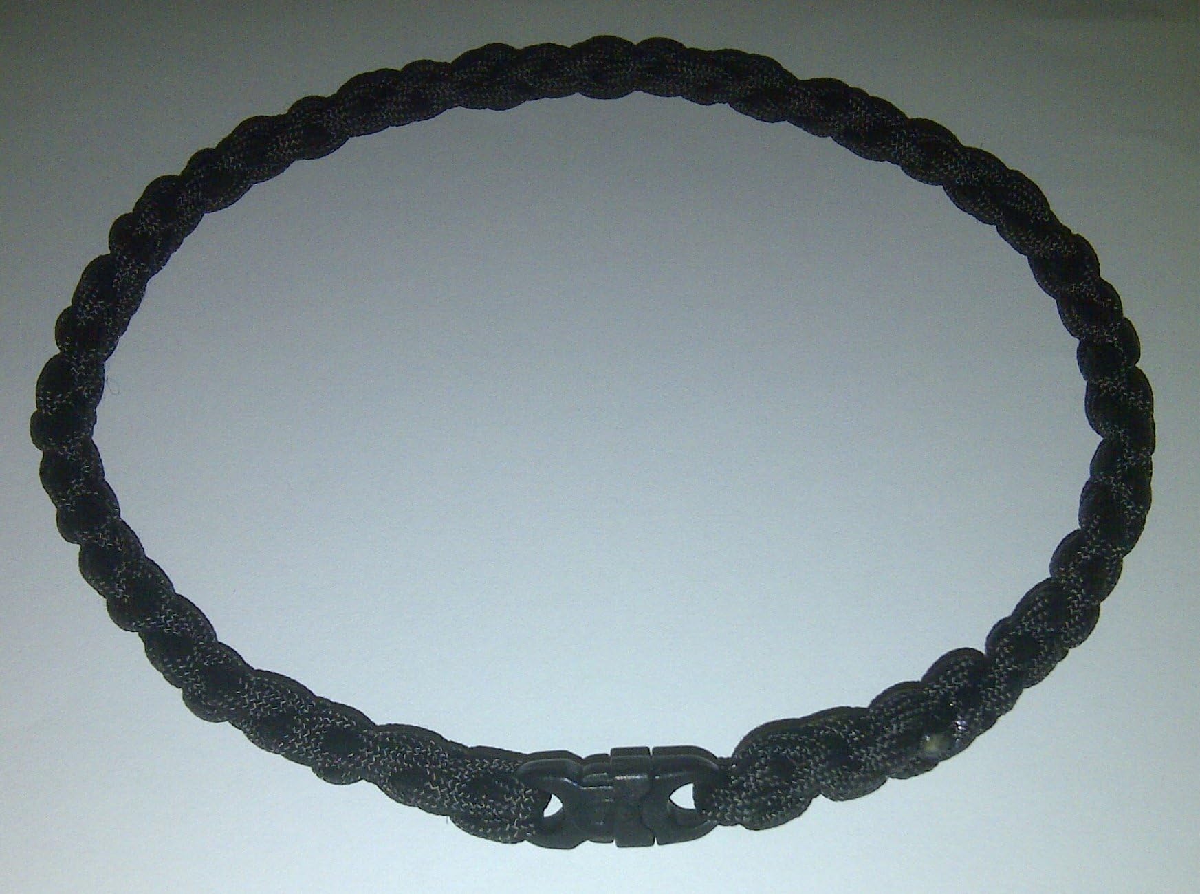 Black 550 Paracord Survival Necklace, 7 Strand Parachute Cord; Nylon Tactical Lanyard