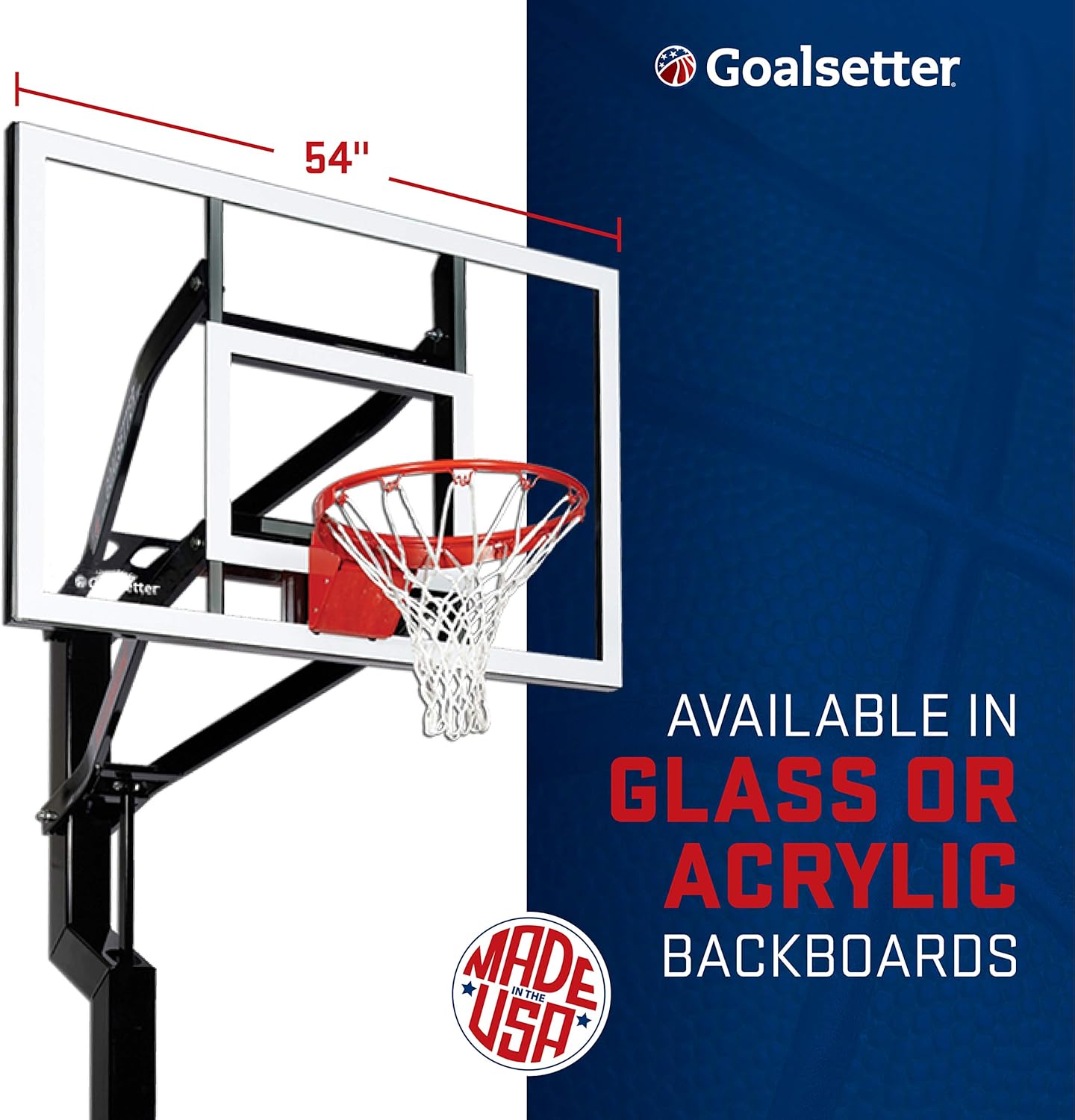 Goalsetter All-Star In Ground Adjustable Basketball System with 54-Inch Glass Backboard and Single Static Rim, Black (SS45554G1) : Sports & Outdoors