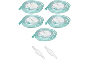 7-Piece Adult Nasal Cannula Set - 7ft Oxygen Cannulas with Standard Connectors, Includes 5 Cannulas and 2 Tubing Connectors Medical Sales Supply