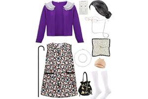 ZFQI Kids Old Lady Costume for Girls 100 Day of School Costume Girls Grandma Costume Dress 100th Day of School Costume