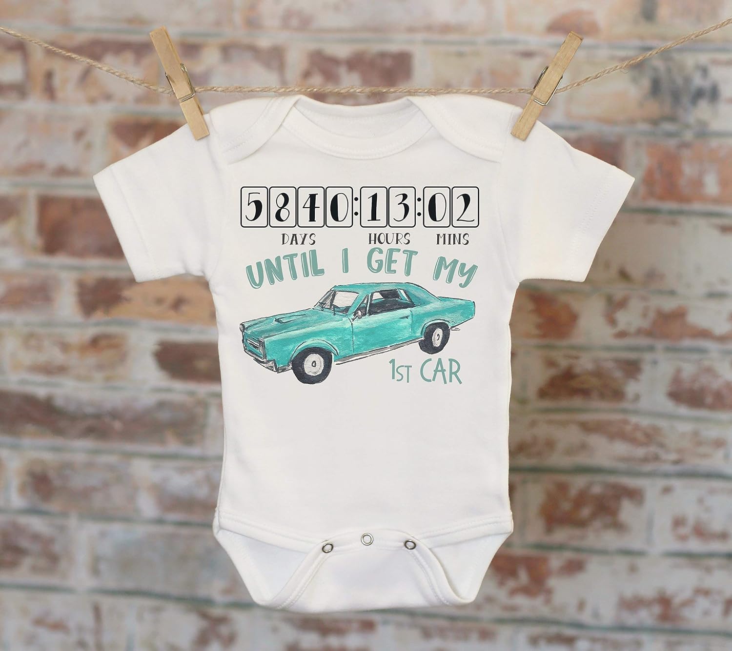 Countdown Until I Get My First Car Onesie® in Teal, Classic