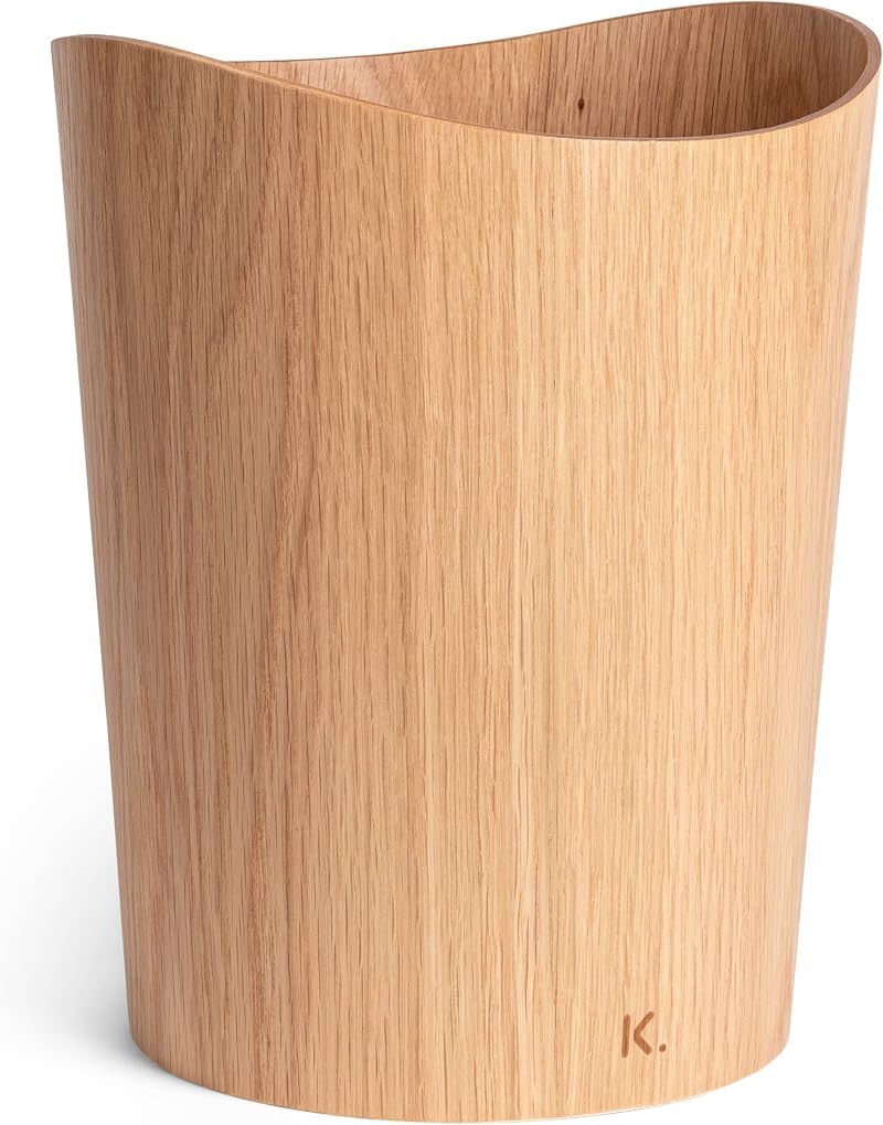 Kazai Real Wood Waste Paper Bin Börje 9L Oak Office Kids Bedroom