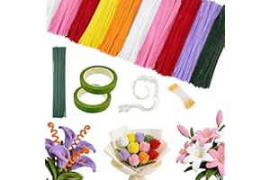 Pipe Cleaner Flower Kit, 700 Pcs 7 Colors Chenille Stems Pipe Cleaners for DIY Art, Floral Arranging Supplies, Floral Making 