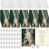 Remuuly 120 Pieces Medals Prayer Card Set, 3/4 Inch Round Silver Oxidized Medals for Necklace Holy Prayer Cards Bags for Catholic Women Men Jewelry Making