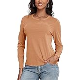 COCOMARTS Womens Long Sleeve Crewneck Knit Basic Tops Loose Casual Shirt 2025 Fall Winter Outdoor Thermal Undershirts