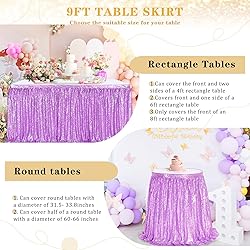 Lavender Sequin Table Skirt 9ft Sparkly Table