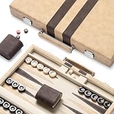 Lingle 15inch Backgammon Sets for Adults, Classic Backgammon Board with Unique Checkers Dice, Faux Leather Exterior and Velvet Interior, Portable Backgammon Travel Set (Brown)