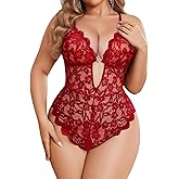 Avidlove Women Plus Size Lingerie Lace Teddy Deep V Lingerie Bodysuit One Piece Babydoll 14-22 Plus