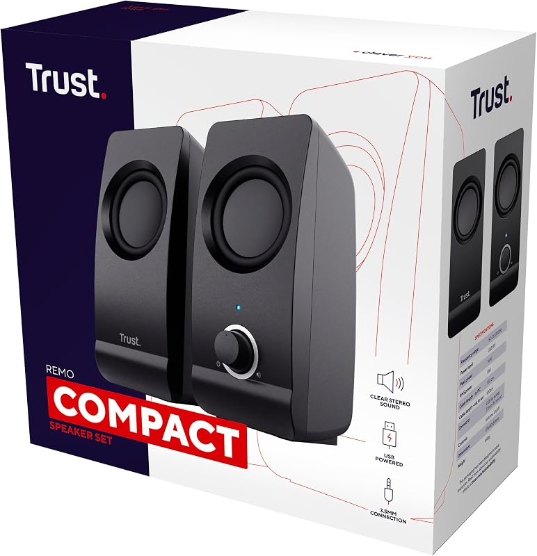 Remo 2.0 Set de Altavoces, Jack 3.5 mm, 16 W, Negro