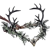 MOSTORY Light up Elf Crown - Black Antler Headpiece Gothic Flower Circlet Elven Woodland Tiara for Women Renaissance Fair Cosplay Halloween Costume Photo Shoot