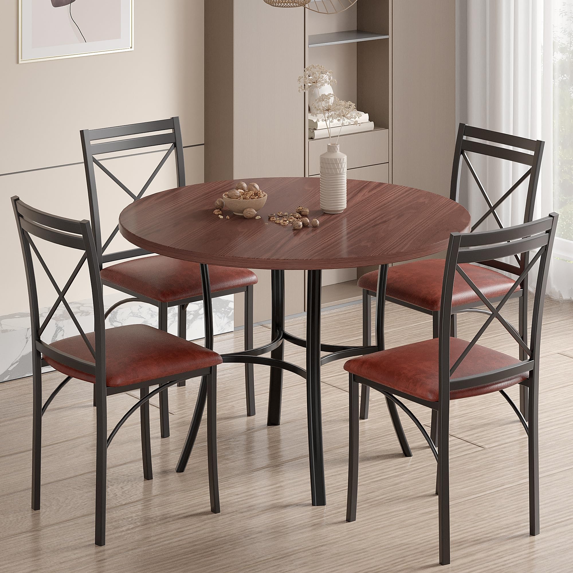 Photo 1 of (CHAIRS ONLY)
VECELO 5 Piece Dining Table Set for 4, Wood Grain Dinette with Chairs for Kitchen, Breakfast Nook, Small Space, Dark Brown