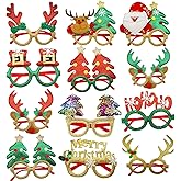 Orielis 12Pcs Christmas Glitter Glasses Frame Set, Christmas Glitter Party Eyeglasses for Xmas Parties Holiday Favors, Xmas Decorations