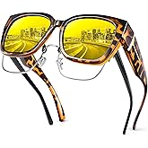 URUMQI Polarized Sunglasses Fit Over Glasses for Women, UV400 Protection Wrap-around Shades Trendy Oversized Square Lens