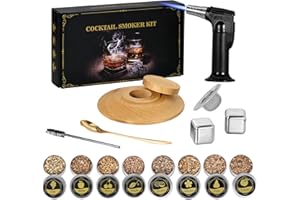 TLATRE Cocktail Smoker Kit, 8 Flavors of Wood Chips, DIY Party, Brown, Black, Smoker Kit, BAR_TOOL_SET