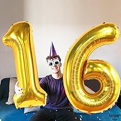 KatchOn, Giant Gold 16 Balloon Numbers - 40 Inch