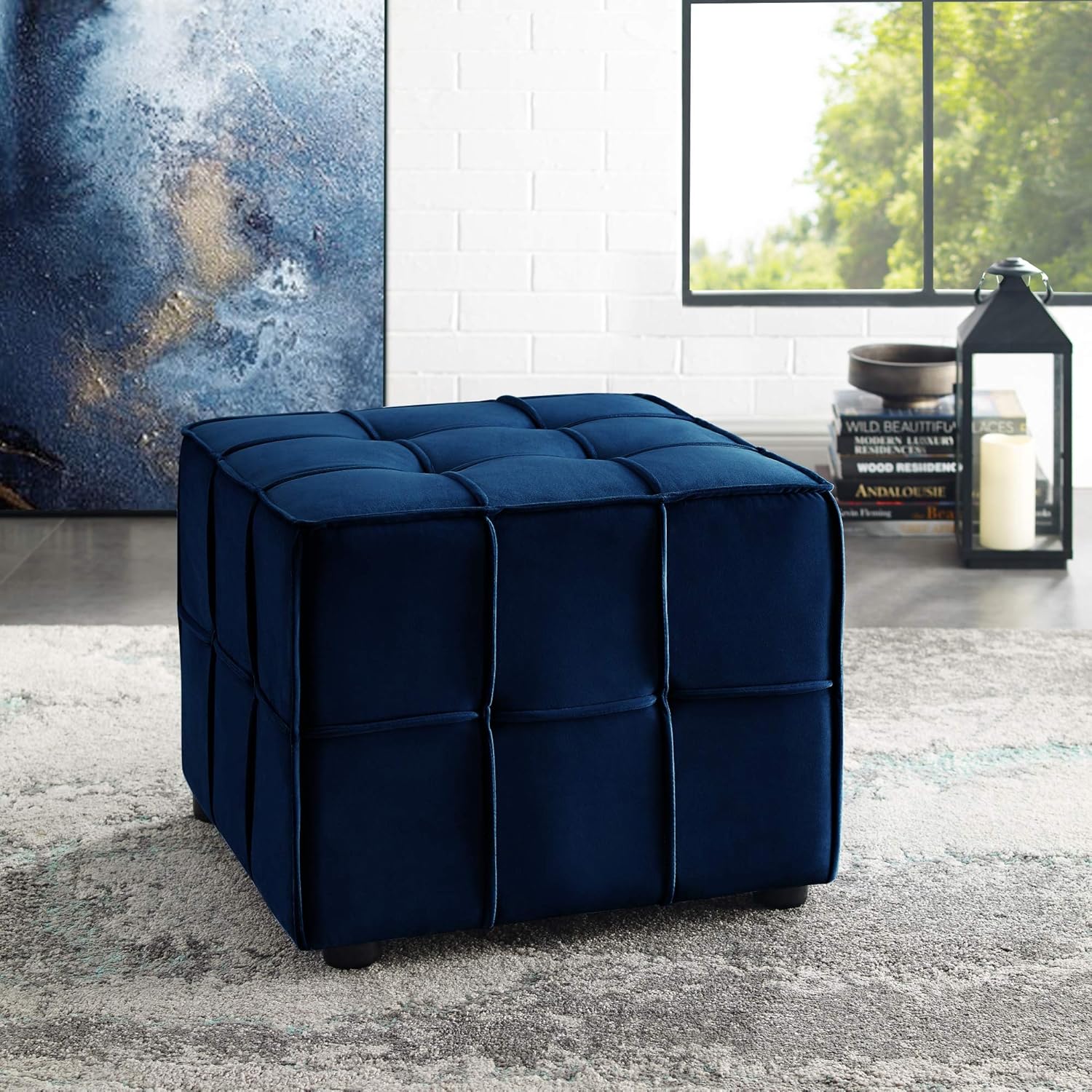 Best Velvet Tufted Cube Ottoman