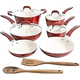 Kenmore Arlington Nonstick Ceramic Coated Forged Aluminum Induction Cookware with Bakelite Handles, 12-Piece Set, Metallic Re