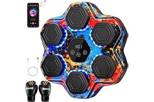 TGLLM Music Boxing Machine, Smart Bluetooth Boxing Machine for Kids Adult, Wall Mounted Music Punching Trainer with Gloves, LED Electronic Boxing Target Equipment with 9 Modes & 9 Speeds for Home, Gym