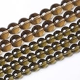 45PCS 8mm Smoky Crystal Quartz Glass Beads Natural Stone Round Loose Beads for Jewelry Making DIY Bracelet Necklace 15 Inch,Energy Stone Healing Power (8mm, Smoky Quartz Glass)