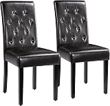 Yaheetech Dining Chairs Set of 2 Modern Faux Leather Brown with Rubberwood Legs view 1