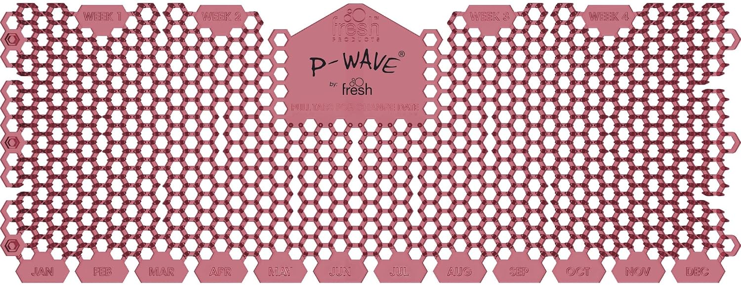 P-Wave 6 Pack Trough Urinal Screen Splash Mats, Large Size Fits All Types Of Trough Urinals, Deodoriser & Odour Neutraliser