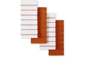 KITCHENAID Albany Kitchen Towel 4-Pack Set, Honey Orange/White, 16"x26"