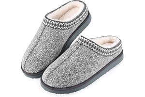 Homitem House Bedroom Slippers for Women Tas-man Suede Platform Shoes Indoor and Outdoor with Fuzzy Lining Hard Sole Memory Foam Slip on