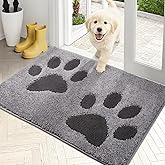 PURRUGS Dirt Trapping Door Mat 20" x 31.5", Non-Skid/Slip Machine Washable Microfiber Entryway Rug, Dog Doormat, Super Absorbent Welcome Mat for Muddy Wet Shoes and Paws, Grey