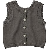 HOOLCHEAN Baby Toddler and Little Girls Knit Button Down Vest Spring Fall Cotton Crochet Sweater, Loose Fit (Runs Large)