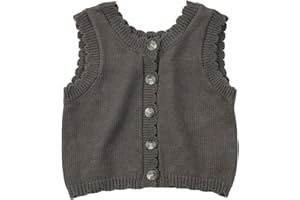 HOOLCHEAN Baby Toddler and Little Girls Knit Button Down Vest Spring Fall Cotton Crochet Sweater, Loose Fit (Runs Large)